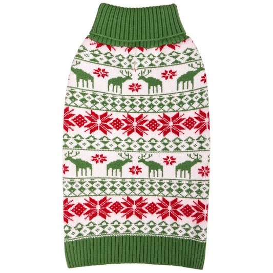 Christmas Green Jacquard Dog Sweater