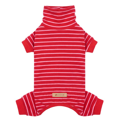Red Turtleneck Striped Dog Onesie Pajamas gallery image 1