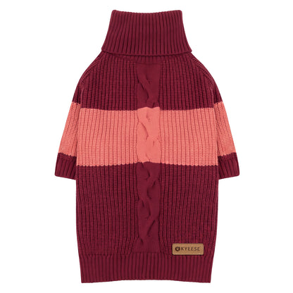 Red Color Block Dog Turtleneck Sweater gallery image 1