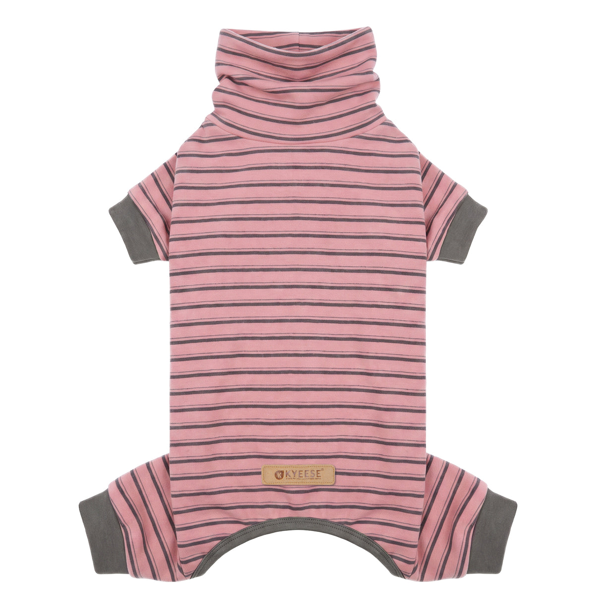 Pink Turtleneck  Striped Dog Onesie Pajamas gallery image 1