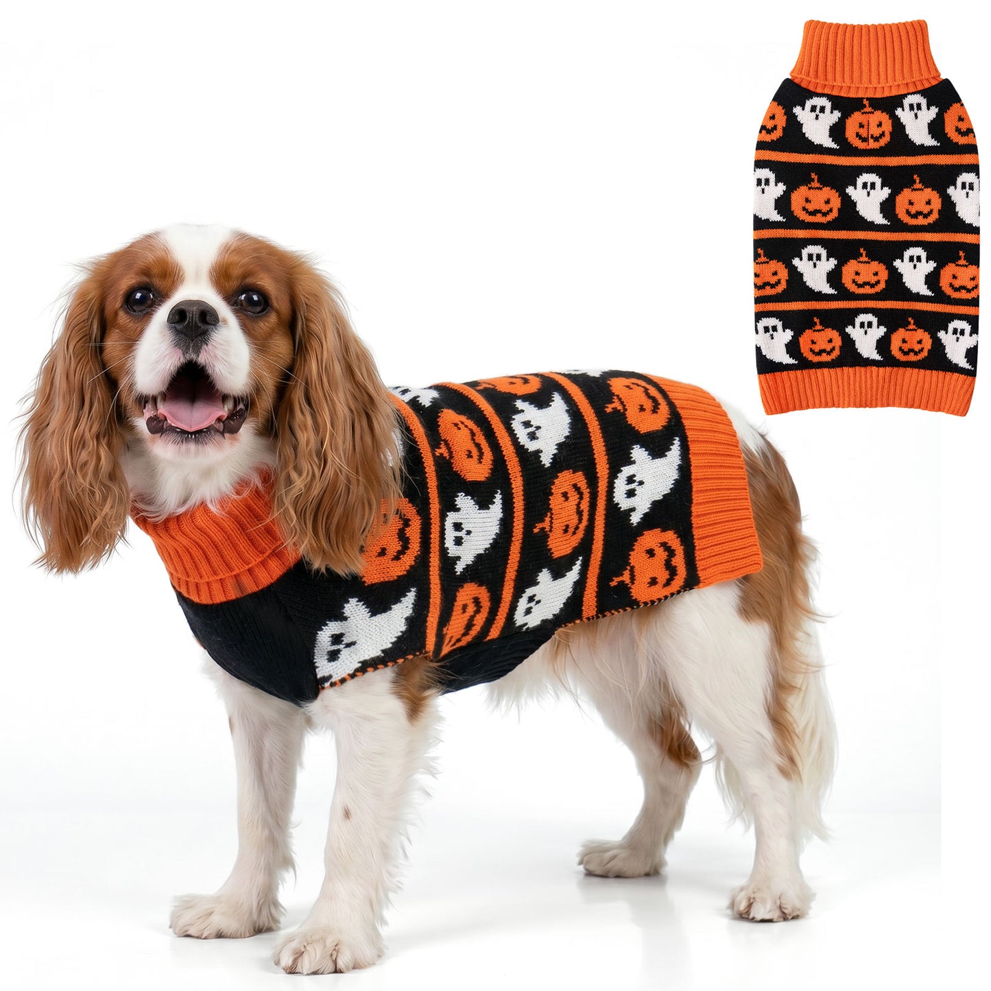 Orange Pumpkin Halloween Dog Sweater