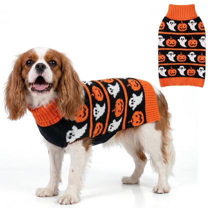 Orange Pumpkin Halloween Dog Sweater