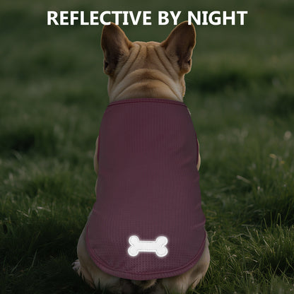 Dark purple breathable dog shirt with white bone emblem on the back
