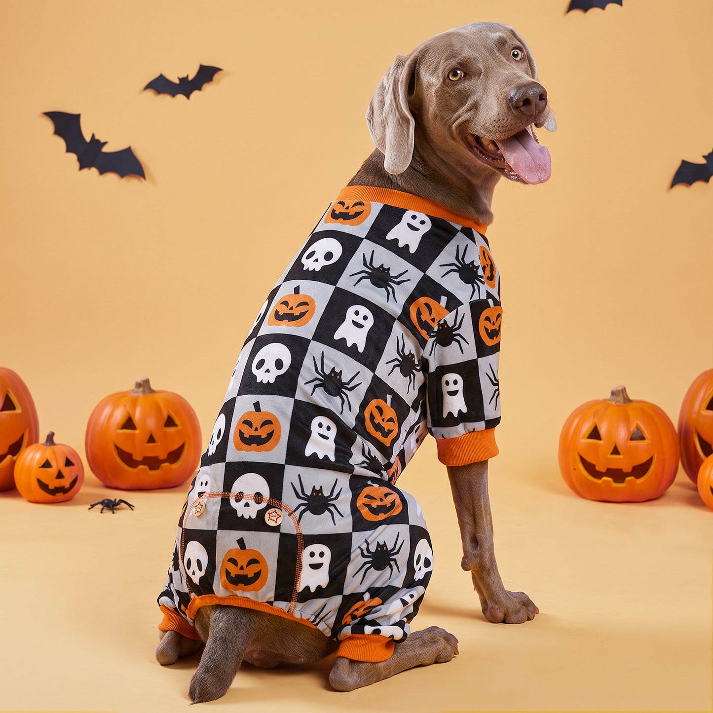 Skull Checkered Dog Halloween Pajamas