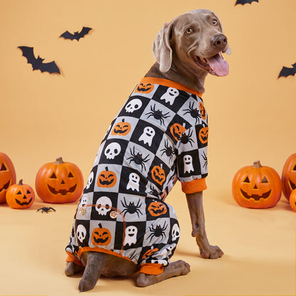 Skull Checkered Dog Halloween Pajamas
