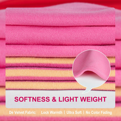 Pink velvet fabric swatches and pink-with-yellow striped layer
