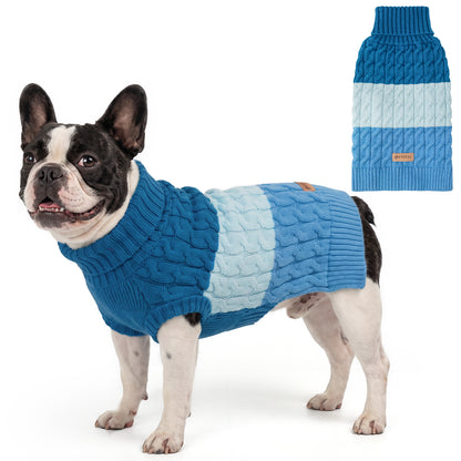 Blue Color Block Dog Pullover Sweater gallery image 2