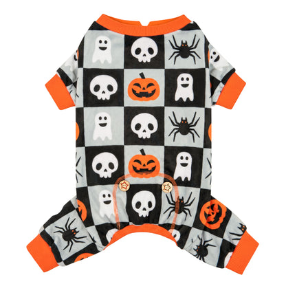 Skull Checkered Dog Halloween Pajamas