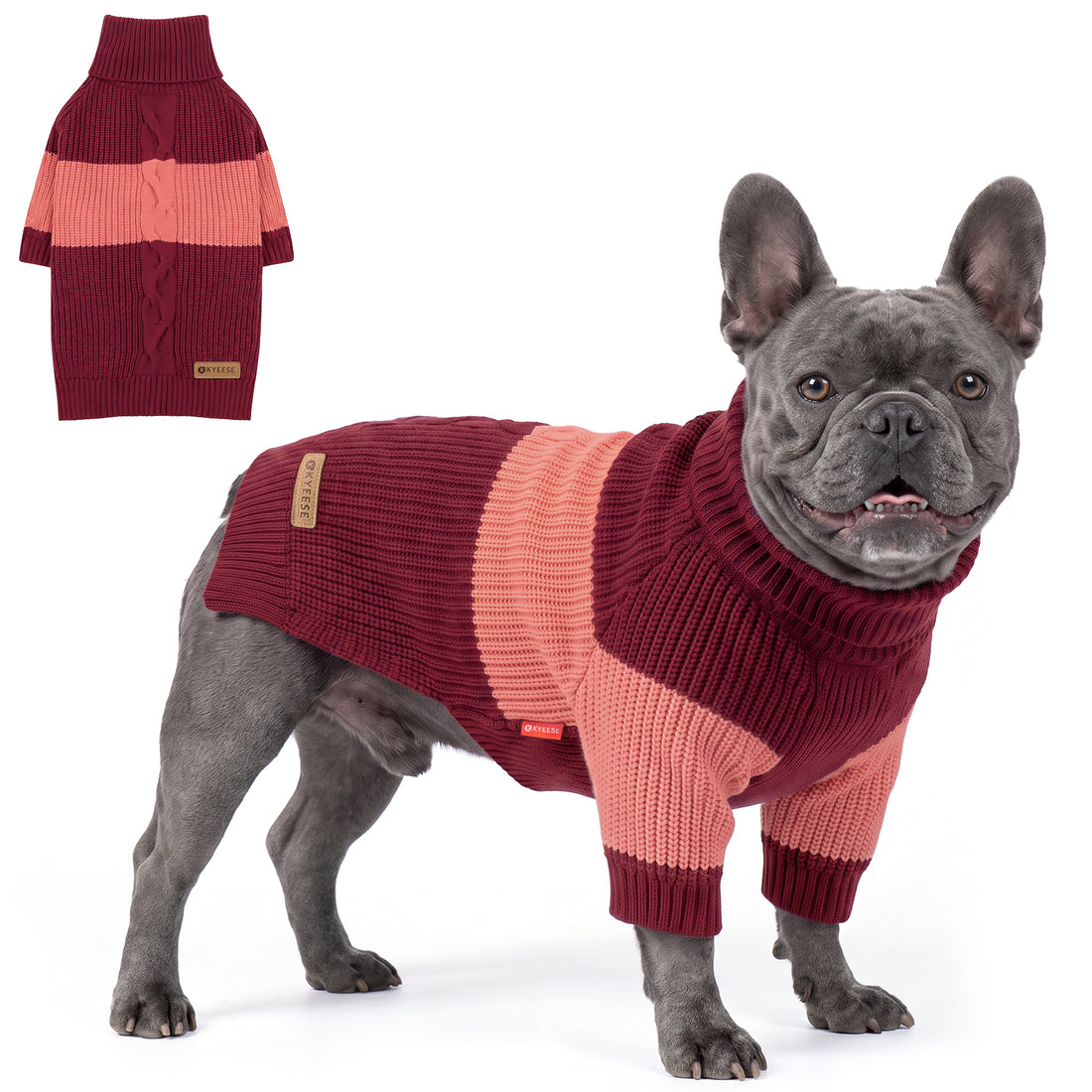 Red Color Block Dog Turtleneck Sweater gallery image 4