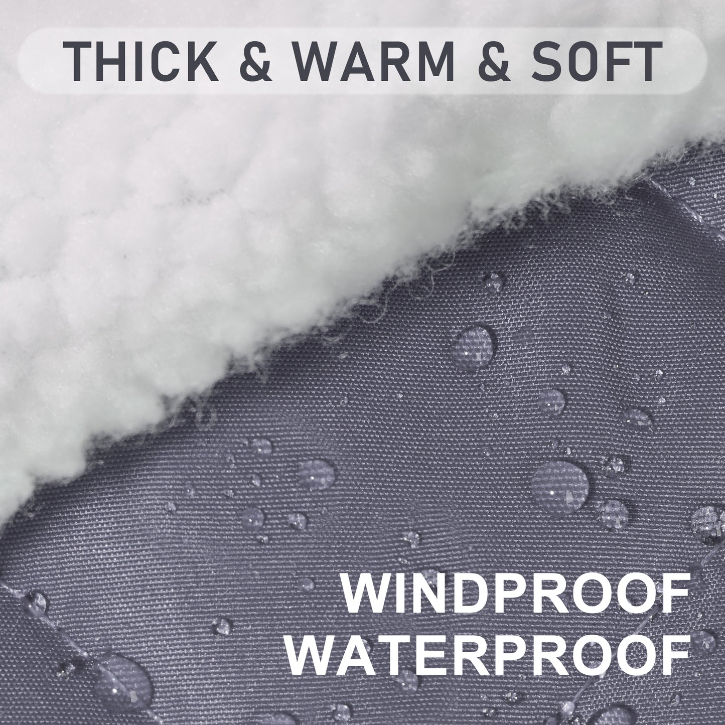 Windproof waterproof quilted dog coat fabric close-up with water droplets