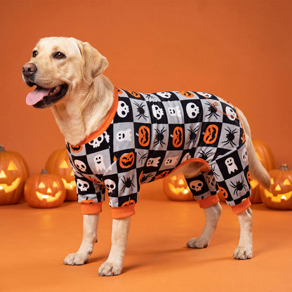 Skull Checkered Dog Halloween Pajamas