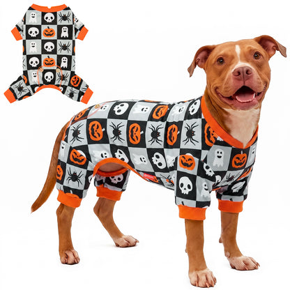 Skull Checkered Dog Halloween Pajamas