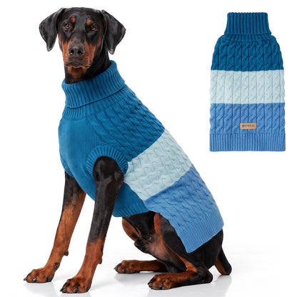 Blue Color Block Dog Pullover Sweater gallery image 3