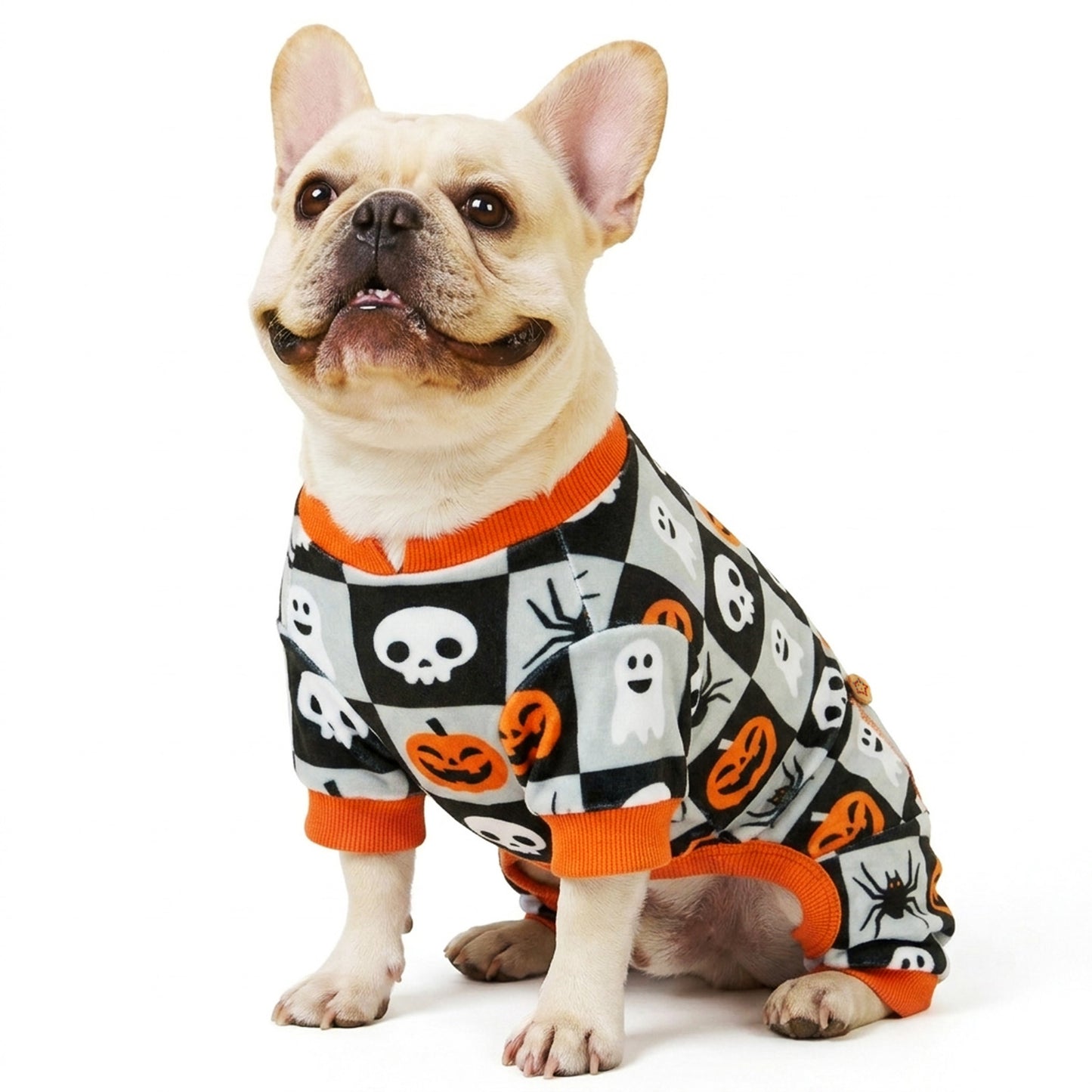 Skull Checkered Dog Halloween Pajamas