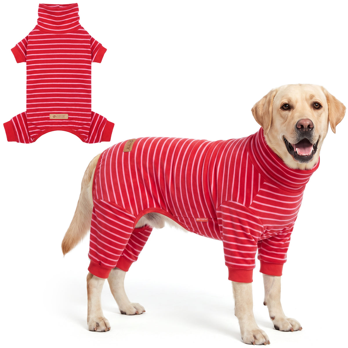Red Turtleneck Striped Dog Onesie Pajamas gallery image 5