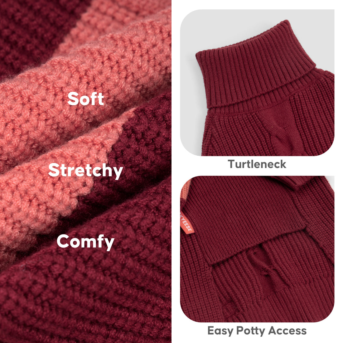 Red Color Block Dog Turtleneck Sweater gallery image 5