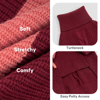Red Color Block Dog Turtleneck Sweater gallery image 5
