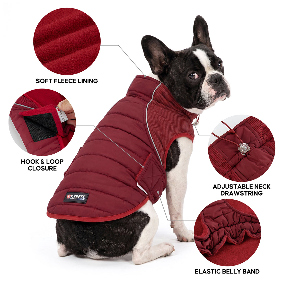 Red Waterproof Lined Dog Coat gallery image 6