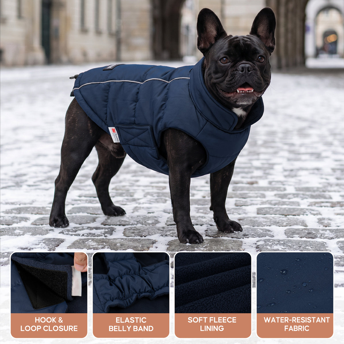 Blue Reflective Dog Winter Coat gallery image 4