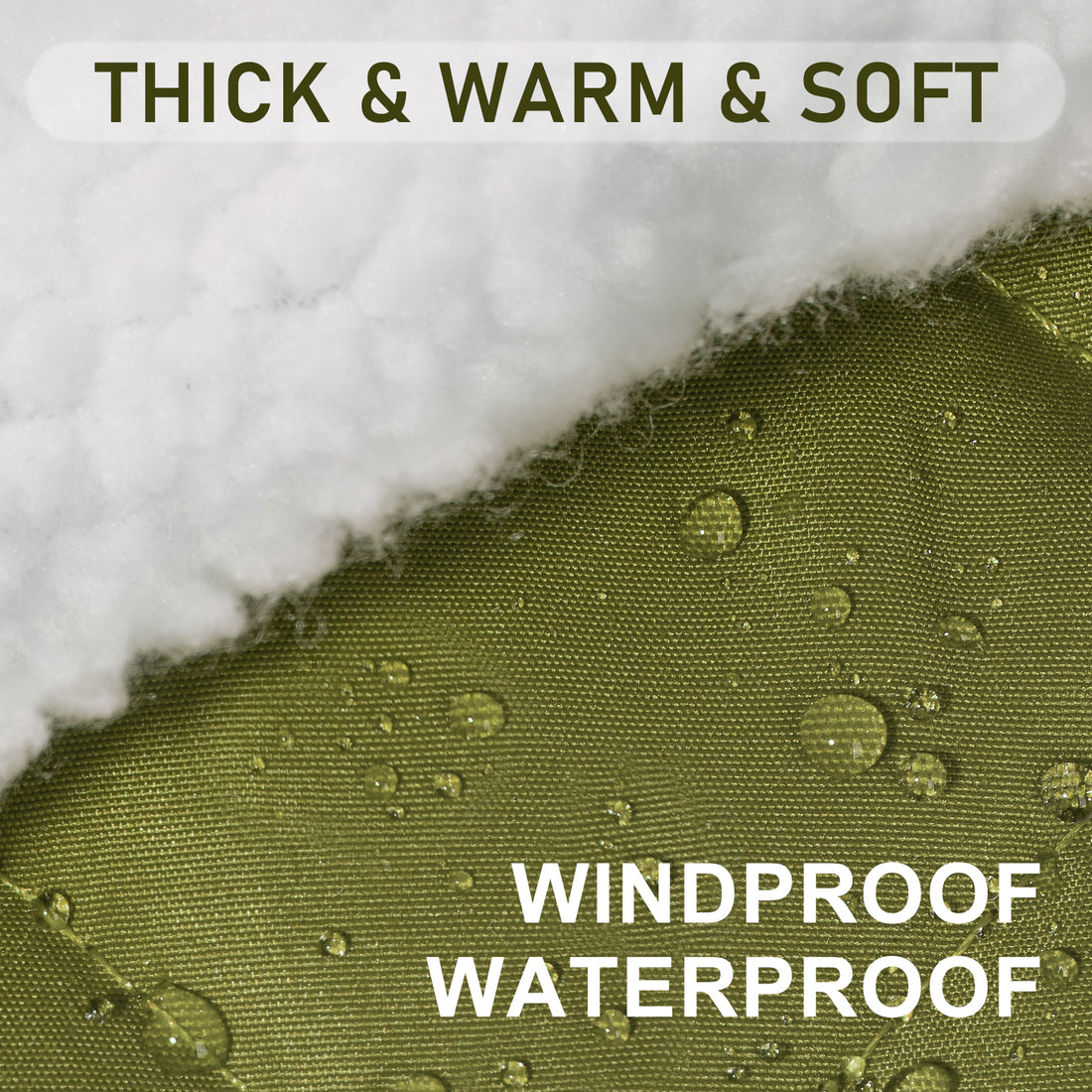 Olive green windproof waterproof dog coat fabric with water droplets