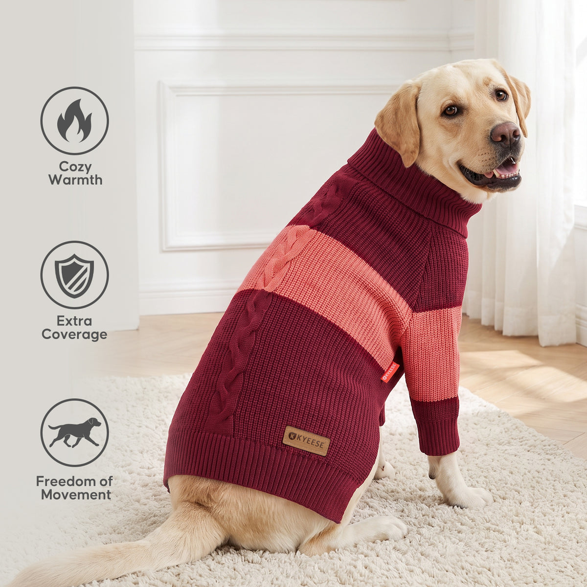 Red Color Block Dog Turtleneck Sweater gallery image 6