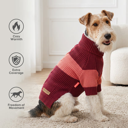 Red Color Block Dog Turtleneck Sweater gallery image 7