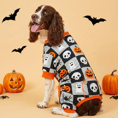 Skull Checkered Dog Halloween Pajamas