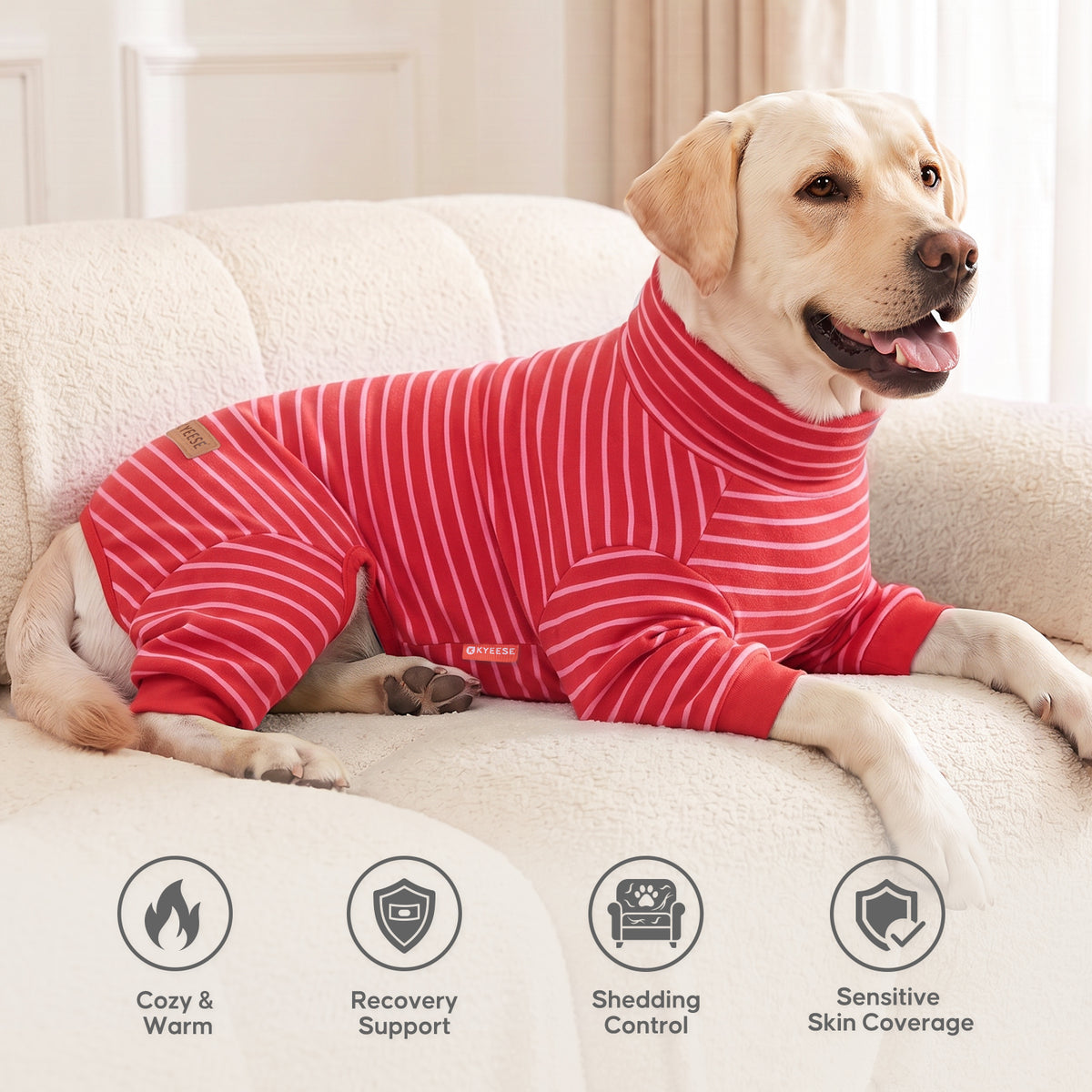 Red Turtleneck Striped Dog Onesie Pajamas gallery image 7