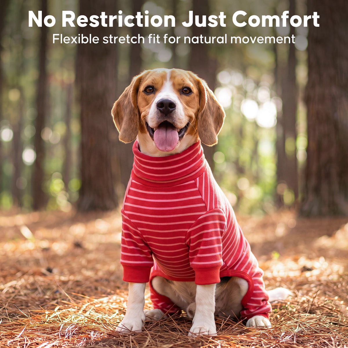 Red Turtleneck Striped Dog Onesie Pajamas gallery image 8
