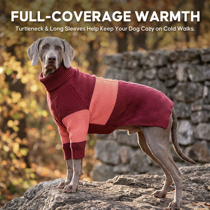 Red Color Block Dog Turtleneck Sweater gallery image 8