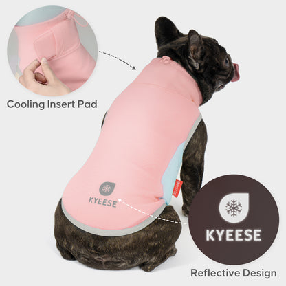 Lightweight dog cooling vest, pink with cooling insert pad and reflective trim