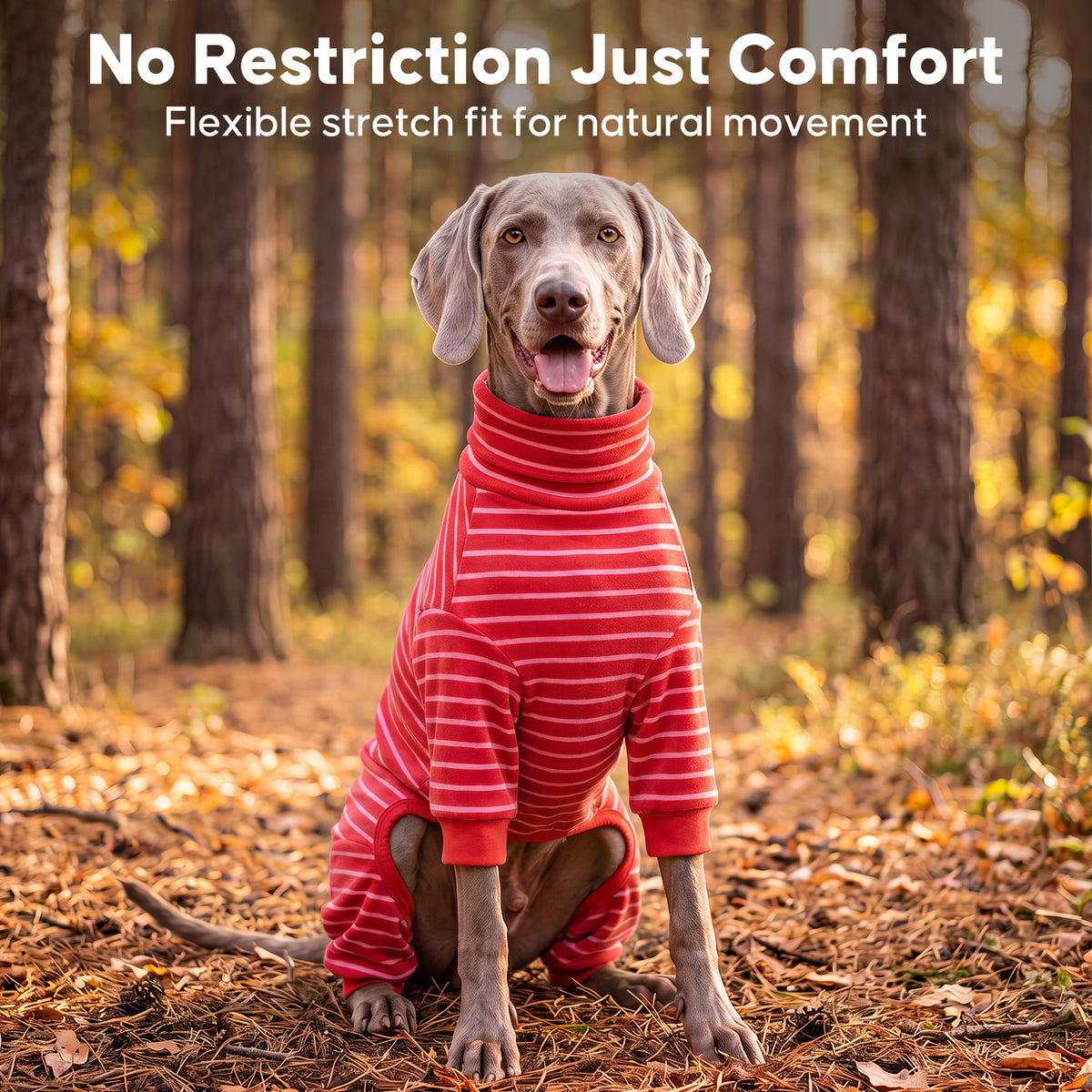 Red Turtleneck Striped Dog Onesie Pajamas gallery image 9