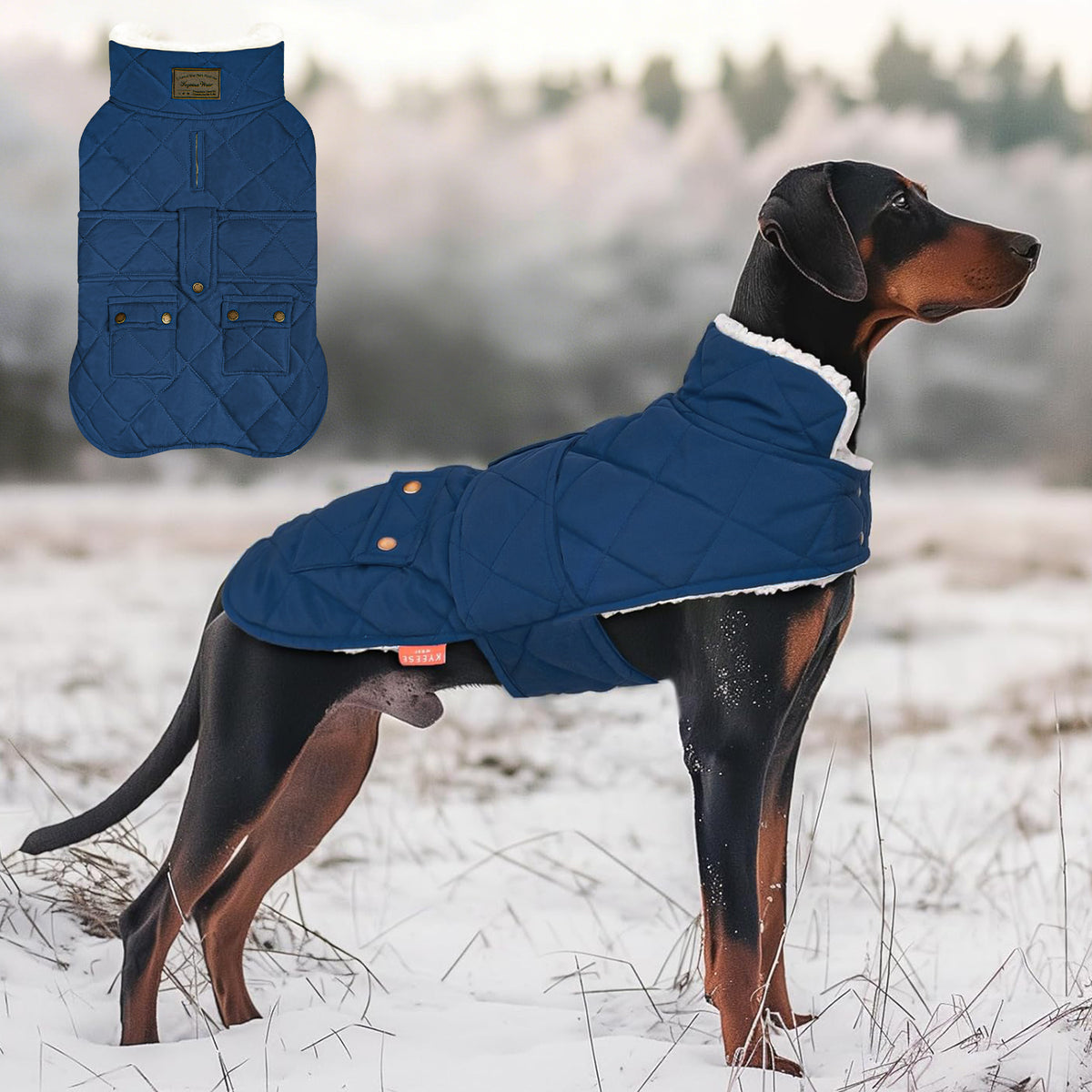 Blue Waterproof Lined Dog Coat - Blue coat gallery image 2