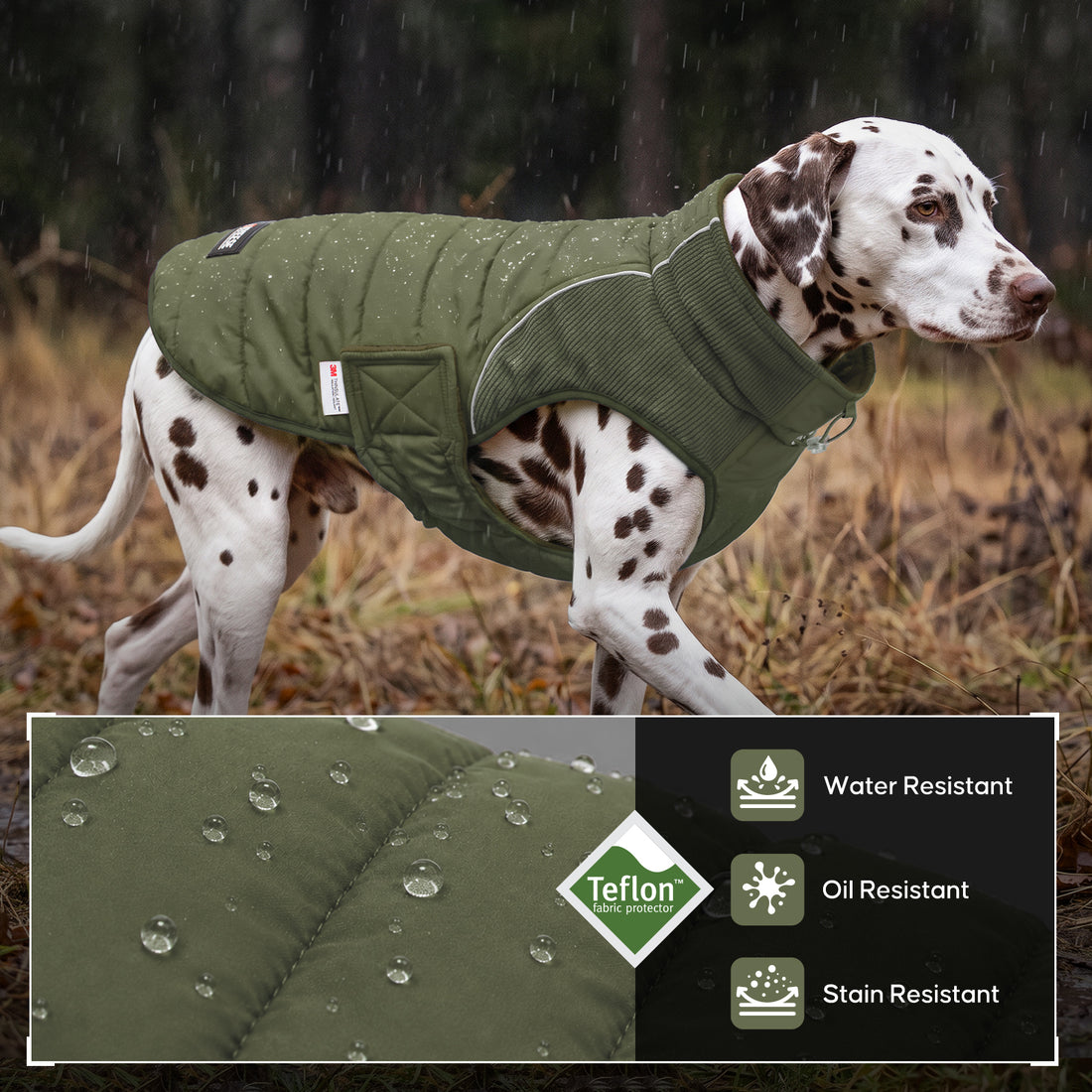 Green Waterproof Lined Dog Coat - Green coat gallery image 10