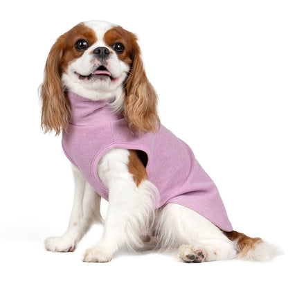 Purple sleeveless dog turtleneck sweater with belly opening and armholes