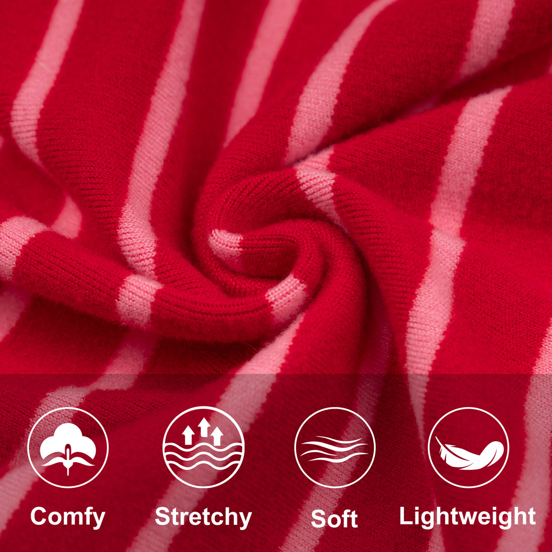 Red-and-white striped dog onesie pajamas fabric with soft, wavy knit texture