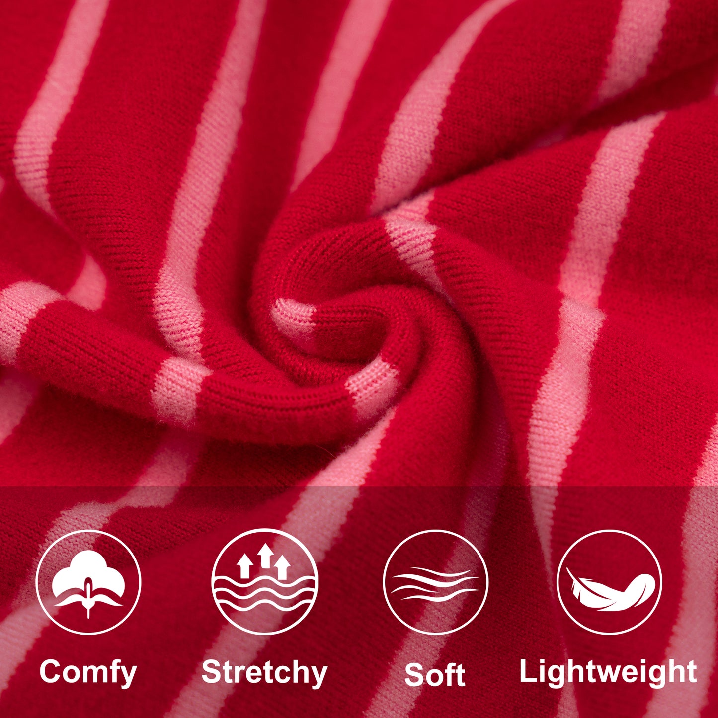 Red-and-white striped dog onesie pajamas fabric with soft, wavy knit texture