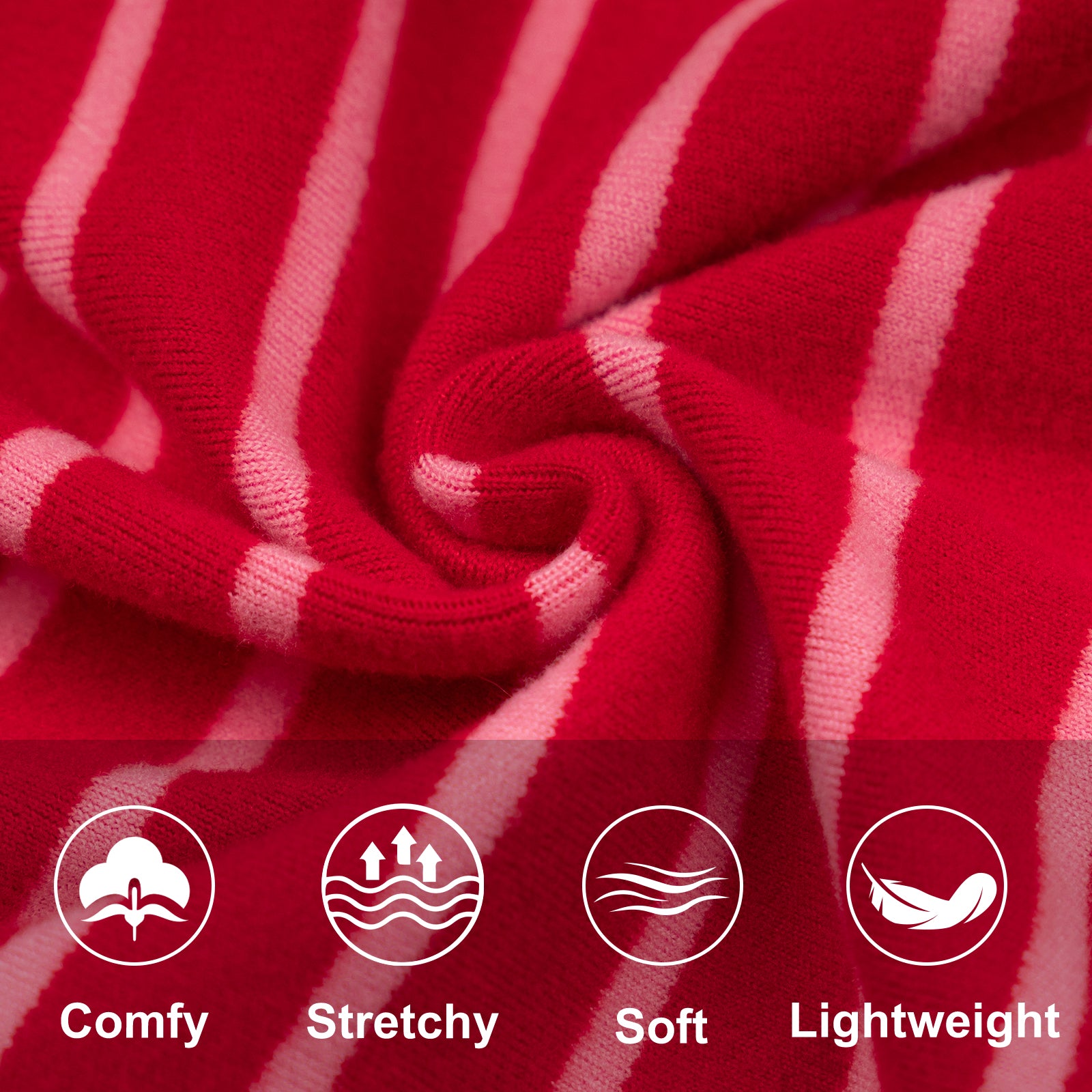 Red-and-white striped dog onesie pajamas fabric with soft, wavy knit texture