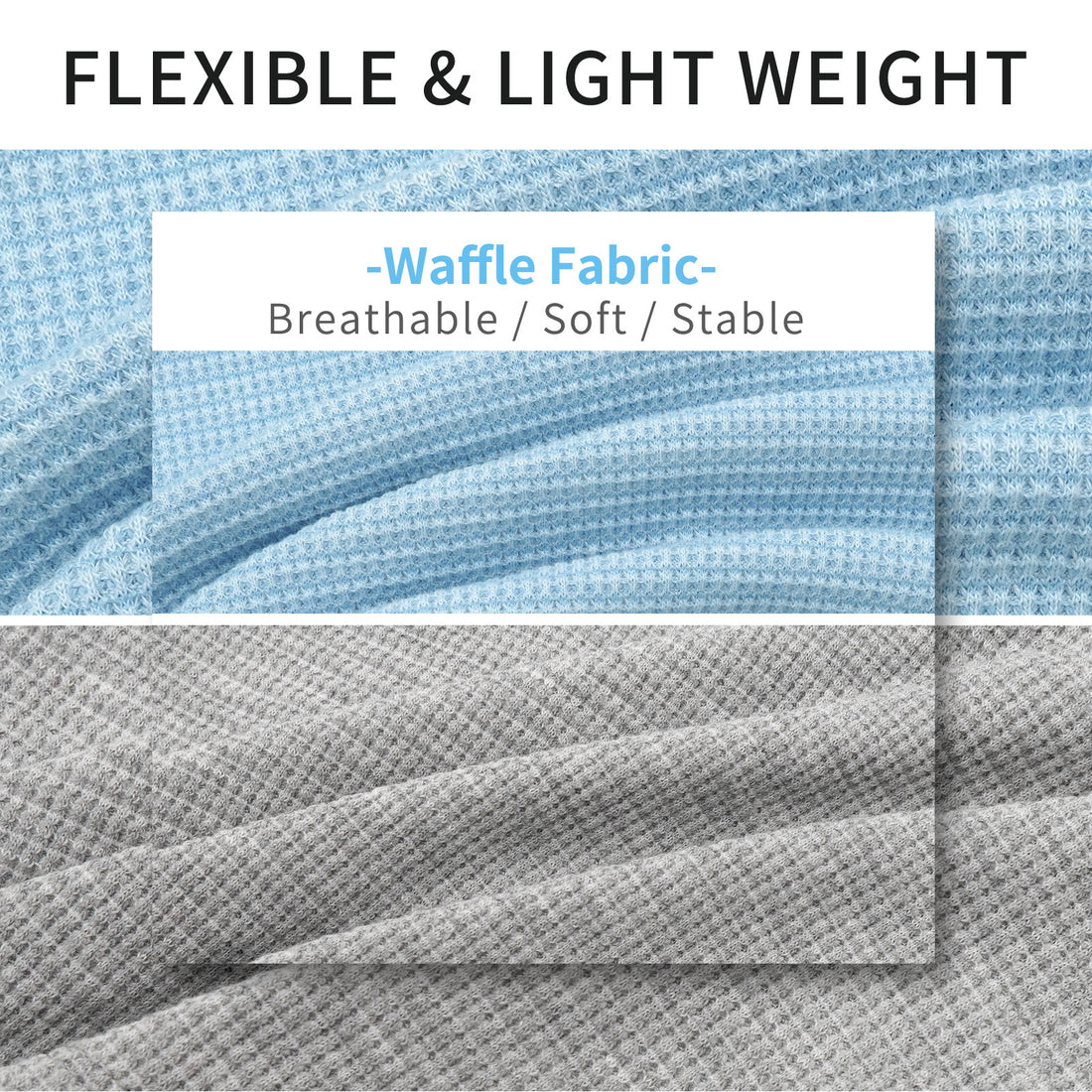 Waffle-knit dog shirt fabric in light blue, breathable soft texture