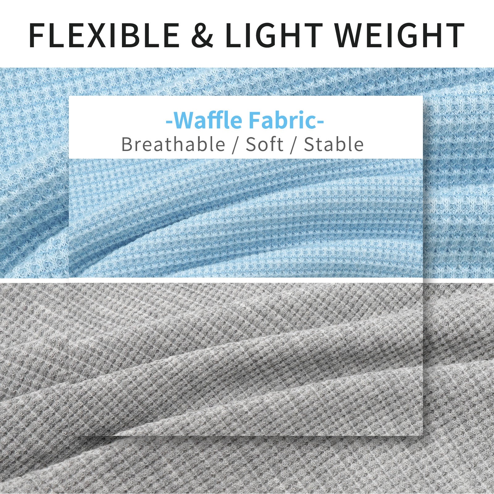 Waffle-knit dog shirt fabric in light blue, breathable soft texture