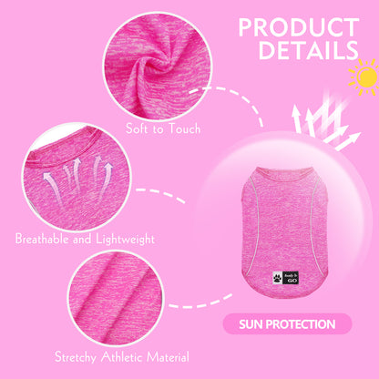 Pink heather lightweight dog shirt detail, soft to touch fabric with reflective trim