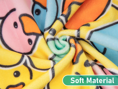 Duck-print dog onesie pajamas with soft fabric texture and yellow trim