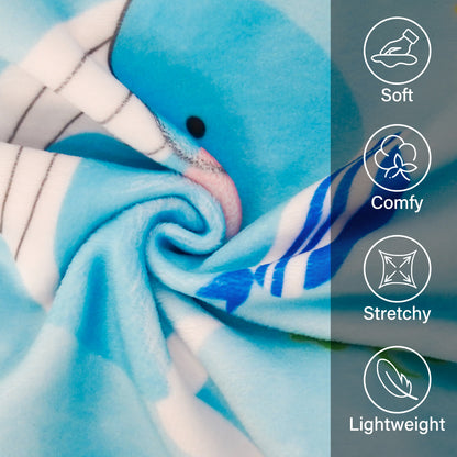Light blue fabric for dog onesie pajamas with soft, stretch-knit texture.