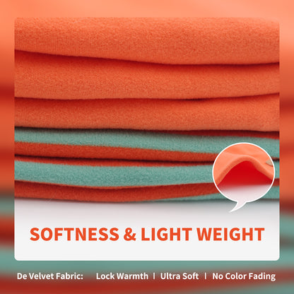 Stacked dog sleeveless velvet sweater fabric in orange tones with a striped layer