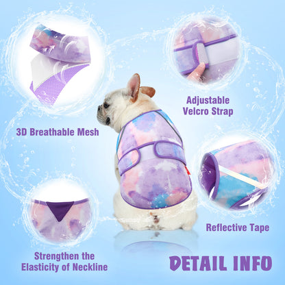 Lightweight mesh cooling dog vest with adjustable Velcro strap and reflective tape
