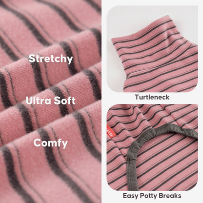 Pink Turtleneck  Striped Dog Onesie Pajamas gallery image 2