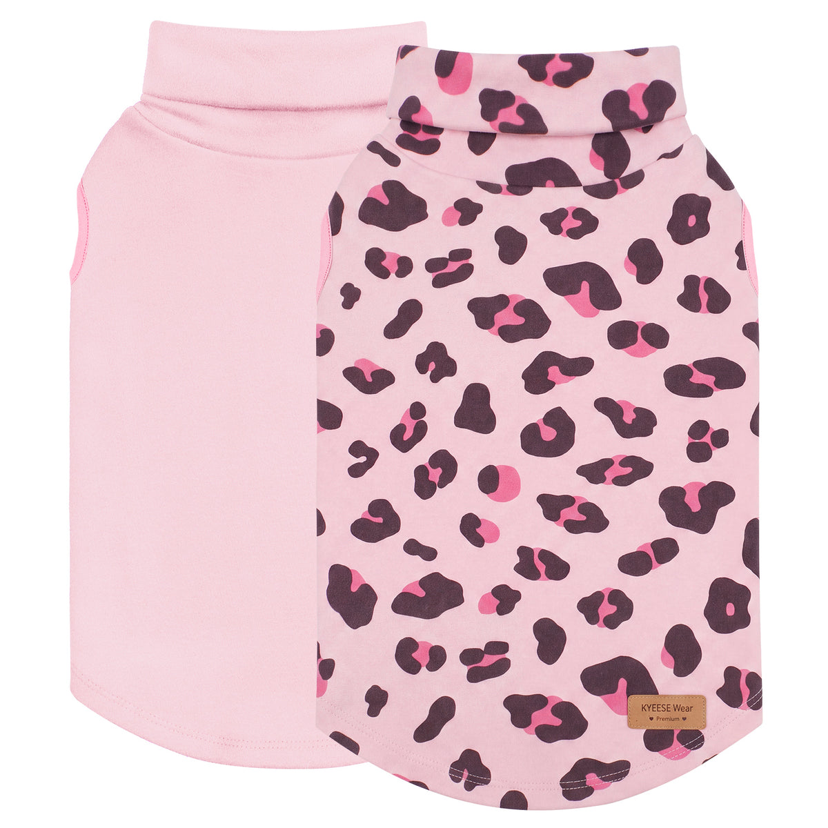Pink Leopard Dog Fleece Sweater 2 Pack - flat lay - image 1