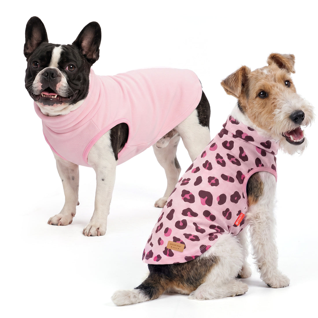 Pink Leopard Dog Fleece Sweater 2 Pack - on-dog view - image 2