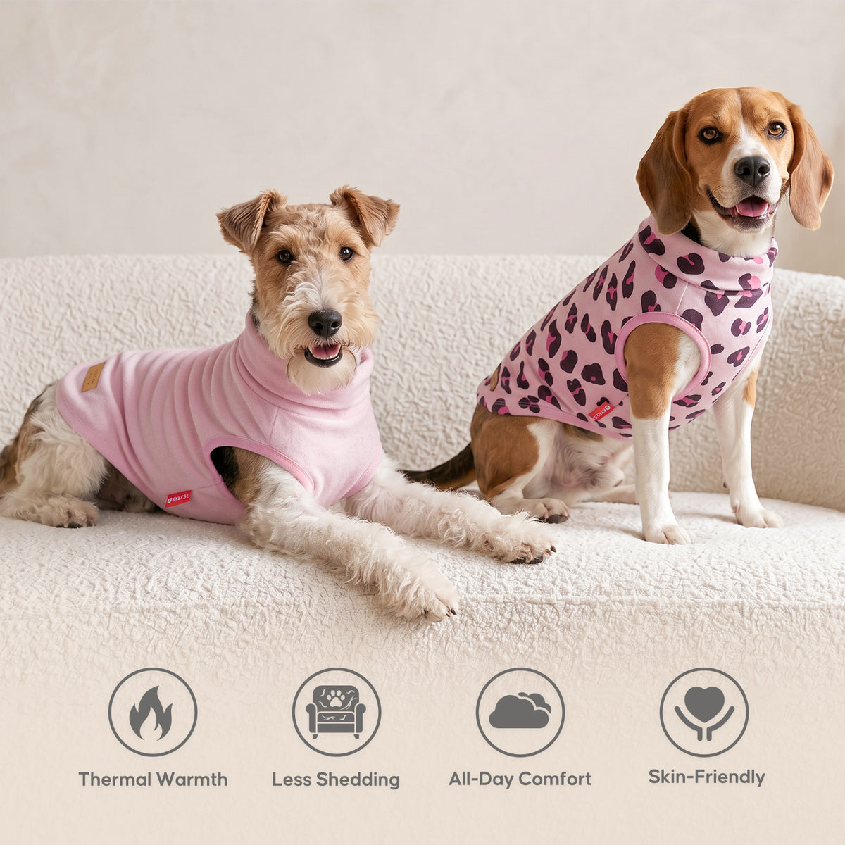Pink Leopard Dog Fleece Sweater 2 Pack - wearing example - image 5