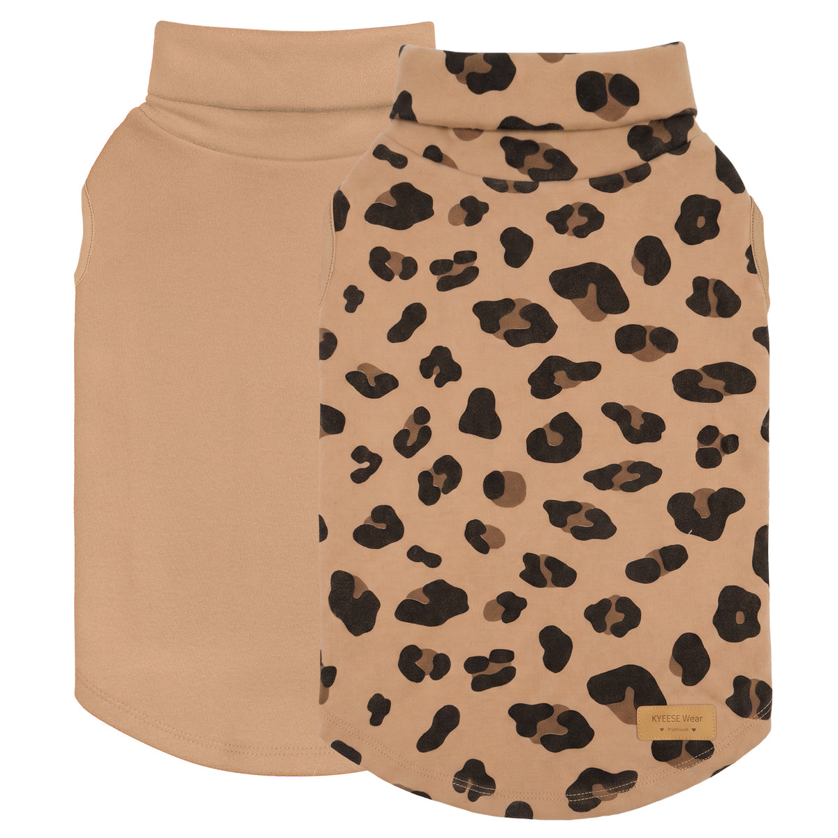 Khaki Leopard Dog Fleece Sweater 2 Pack - flat lay - image 1